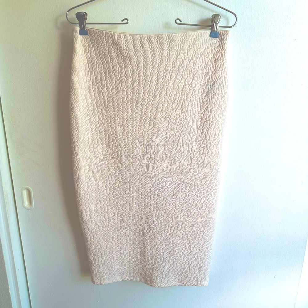 Urban Outfitters Peach Textured Midi Pencil Skirt